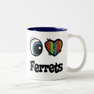 Ich liebe (Herz) Frettchen Zweifarbige Tasse