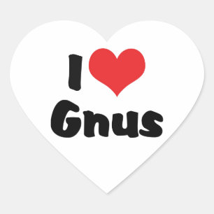 Ich liebe Herz Gnus Herz-Aufkleber