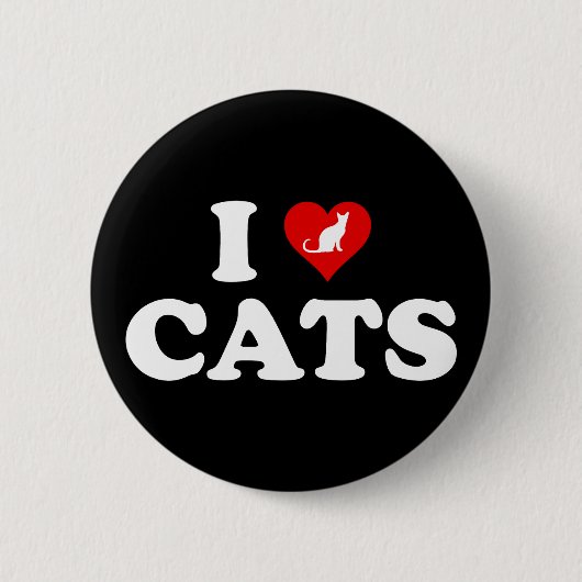 Ich liebe (Herz) Katzen Button (Vorderseite)