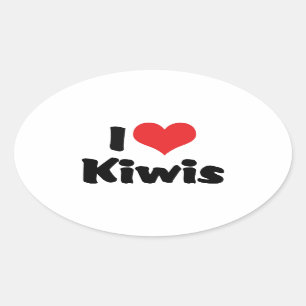 Ich liebe Herz Kiwis - Kiwi-Vogelliebhaber Ovaler Aufkleber