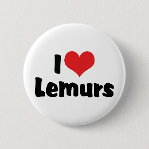 Ich liebe Herz Lemuren Button