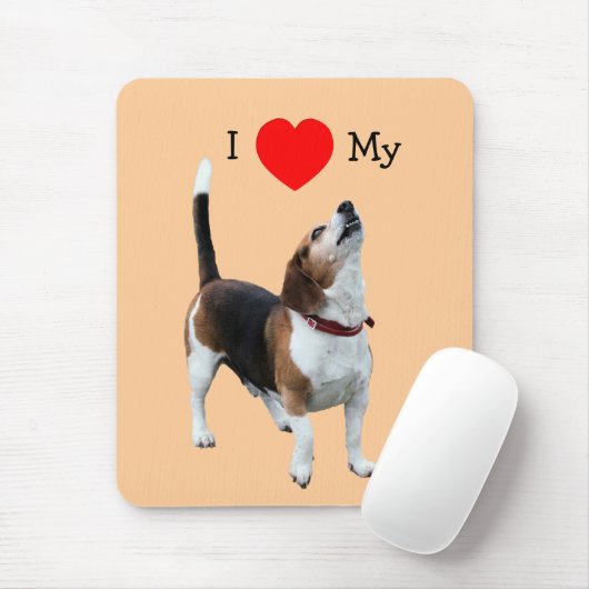 Ich Liebe Herz Mein Beagle Niedlich Hund Mousepad (Mit Mouse)