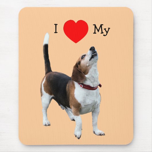 Ich Liebe Herz Mein Beagle Niedlich Hund Mousepad (Vorne)