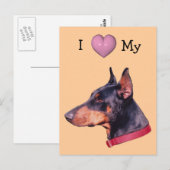 Ich Liebe Herz Mein Doberman Hund Postkarte (Vorne/Hinten)