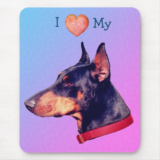 Ich Liebe Herz mein Doberman Mousepad (Vorne)