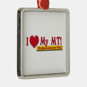 ICH LIEBE (HERZ) MEIN MILCH! MEDIZINISCHER LABRADO SILBERNES ORNAMENT (Rechts)