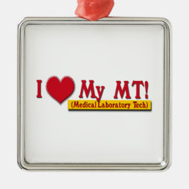 ICH LIEBE (HERZ) MEIN MILCH! MEDIZINISCHER LABRADO SILBERNES ORNAMENT