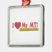 ICH LIEBE (HERZ) MEIN MILCH! MEDIZINISCHER LABRADO SILBERNES ORNAMENT (Links)