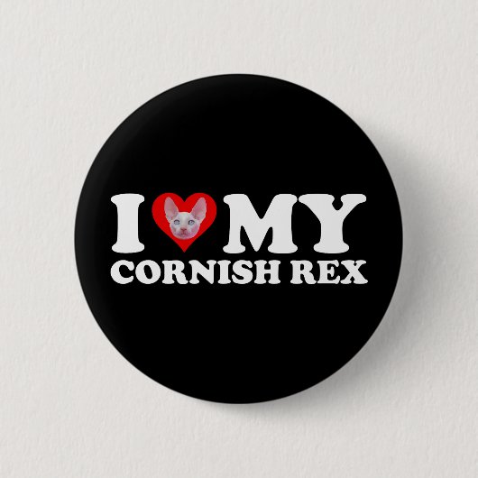 Ich liebe (Herz) meine Cornish Rex Button (Vorderseite)