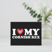 Ich liebe (Herz) meine Cornish Rex Postkarte (Stehend Vorderseite)