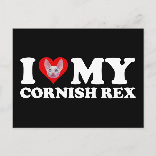 Ich liebe (Herz) meine Cornish Rex Postkarte (Vorderseite)