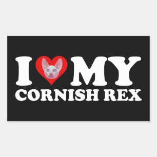 Ich liebe (Herz) meine Cornish Rex Rechteckiger Aufkleber