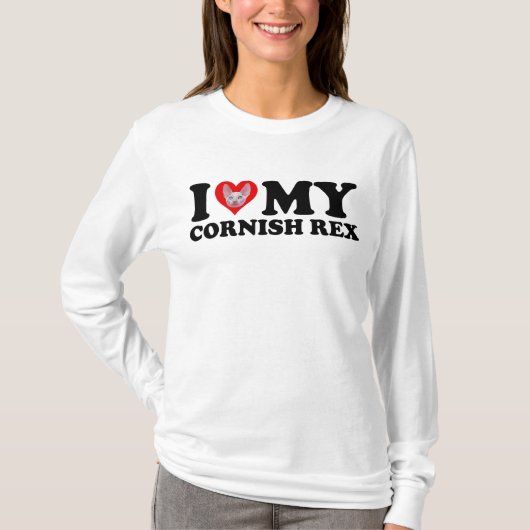 Ich liebe (Herz) meine Cornish Rex T-Shirt (Vorderseite)
