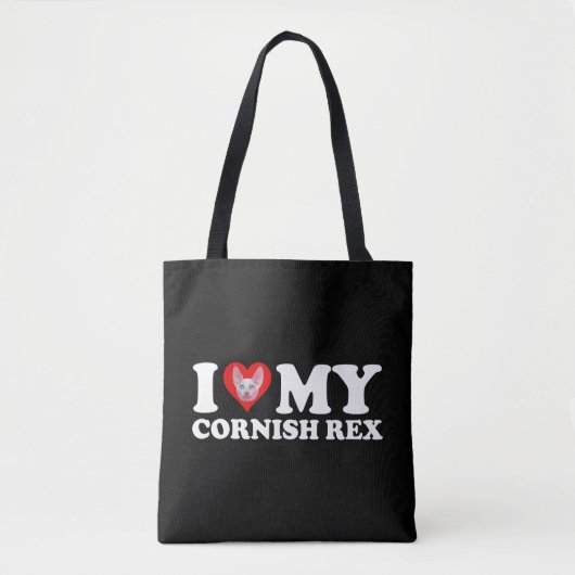 Ich liebe (Herz) meine Cornish Rex Tasche (Vorderseite)