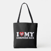 Ich liebe (Herz) meine Cornish Rex Tasche (Rückseite)