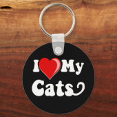 Ich Liebe (Herz) meine Katzen Schlüsselanhänger (Vorderseite)