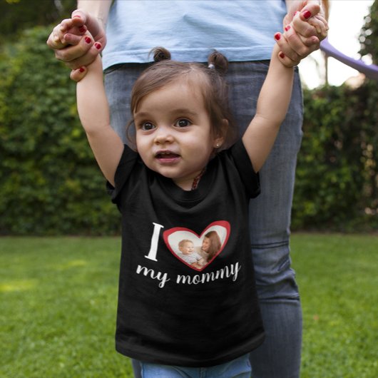 Ich Liebe Herz meine Mama-benutzerdefinierten Foto Baby T-shirt