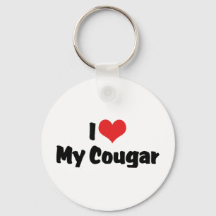 Ich liebe Herz meinen Cougar Schlüsselanhänger