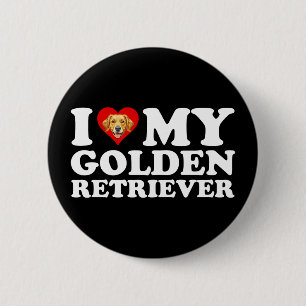 Ich liebe (Herz) meinen Golden Retriever Button