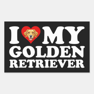 Ich liebe (Herz) meinen Golden Retriever Rechteckiger Aufkleber