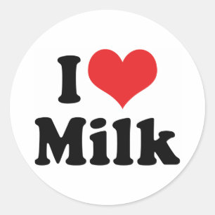 Ich liebe Herz Milch - Kuhsaft Milchliebhaber Runder Aufkleber