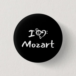 Ich liebe Herz Mozart Klassische Musik Schwarzer T Button