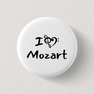 Ich liebe Herz Mozart Klassische Musik Schwarzer T Button