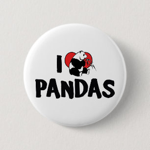Ich liebe Herz Pandas - Panda Liebhaber Button