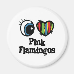 Ich liebe (Herz) rosa Flamingos Magnet