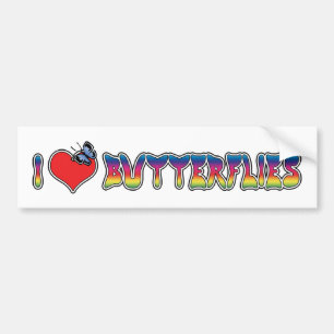 Ich liebe Herz Schmetterlinge - Schmetterlingslieb Autoaufkleber