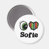 Ich liebe (Herz) Sofie Magnet (Vorderseite/Rückseite)