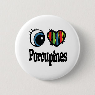 Ich liebe (Herz) Stachelschweine Button