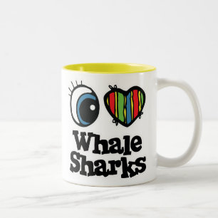 Ich liebe (Herz) Walhaie Zweifarbige Tasse