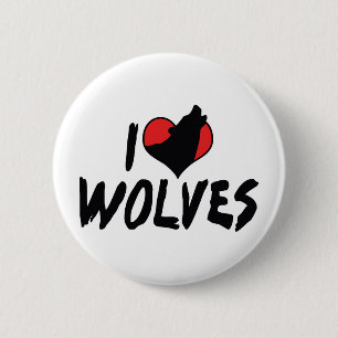 Ich liebe Herz Wölfe - Wolf Liebhaber Button