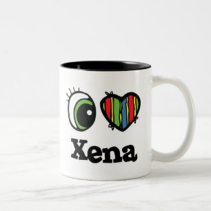 Ich liebe (Herz) Xena Zweifarbige Tasse