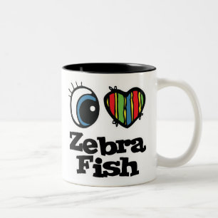 Ich liebe (Herz) Zebrafische Zweifarbige Tasse