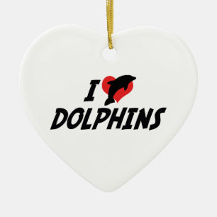 Ich liebe Herzdelfine - Delfinliebhaber Keramik Ornament