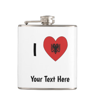 ICH LIEBE (Herzförmige albanische Flagge) Personal Flachmann