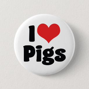 Ich liebe Herzschweine Button