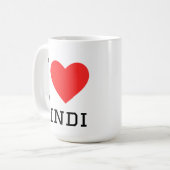 Ich liebe Hindi Kaffeetasse (Vorderseite Links)