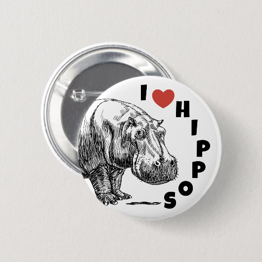 Ich liebe Hippos - Hippo-Liebhaber und Fans Button (Vorne & Hinten)
