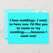 Ich Liebe Hochzeiten. Ich wollte, eine zu haben. I Einladungspostkarte (Vorne/Hinten)