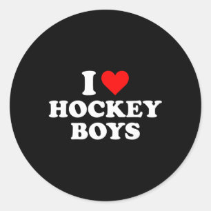 Ich liebe Hockey-Jungs Runder Aufkleber