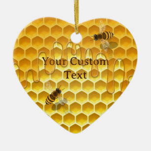 Ich liebe Honigbienen Honeycomb Keramik Ornament