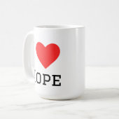 Ich liebe Hope-Quadrat-Aufkleber Kaffeetasse (Vorderseite Links)