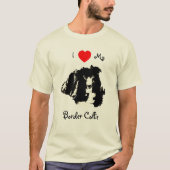 Ich Liebe höre meinen Border Collie Dog T-Shirt (Vorderseite)