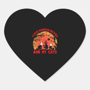 Ich Liebe Horror-Filme und meine Katzen Kätzchen B Herz-Aufkleber