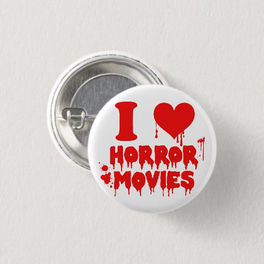 Ich Liebe Horror Movies Bloody Halloween Button (Vorne & Hinten)