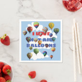 Ich Liebe Hot Air Balloons mit Red Blue Text Wolke Serviette (Beispiel)