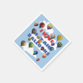 Ich Liebe Hot Air Balloons mit Red Blue Text Wolke Serviette (Ecke)